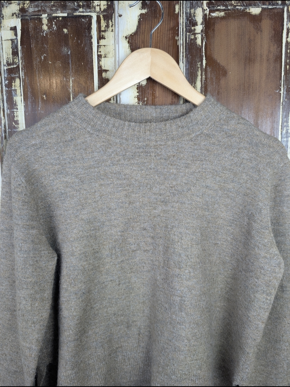 All Row Beige Fuzzy Cropped Boxy Sweater Size Small Minimalist Oversized - Picture 3 of 8